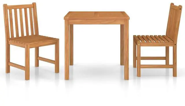Alt view image 6 of 7 - vidaXL Solid Teak Wood Patio Dining Set 3 Piece Garden Dinner Table Chair