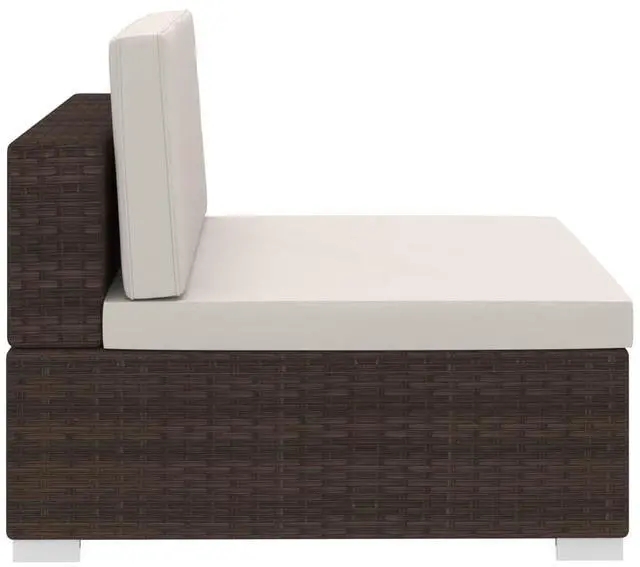 Alt view image 16 of 18 - vidaXL 3 Piece Garden Sofa Set with Cushions Poly Rattan Brown