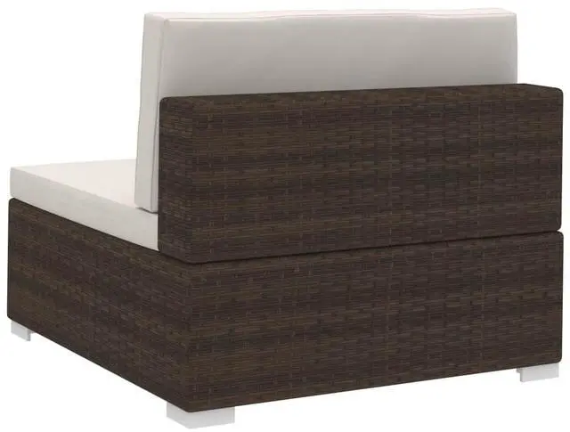 Alt view image 17 of 18 - vidaXL 3 Piece Garden Sofa Set with Cushions Poly Rattan Brown