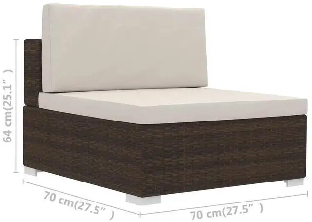 Alt view image 15 of 18 - vidaXL 3 Piece Garden Sofa Set with Cushions Poly Rattan Brown