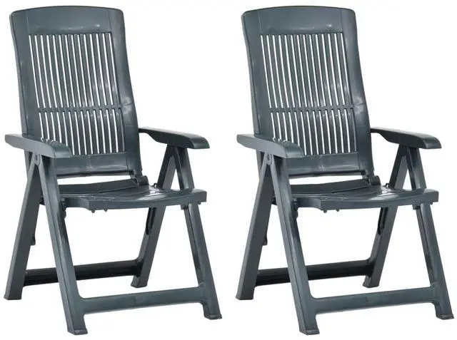 Alt view image 18 of 18 - vidaXL Outdoor Recliner Chairs 2 Pcs Reclining Chair with Armrest Plastic Green