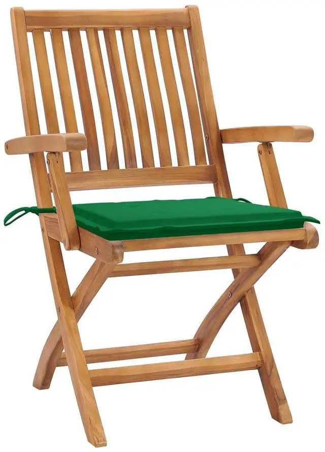 Alt view image 7 of 7 - vidaxL 4x Solid Teak Wood Folding Patio Chairs with Cushions Garden Furniture