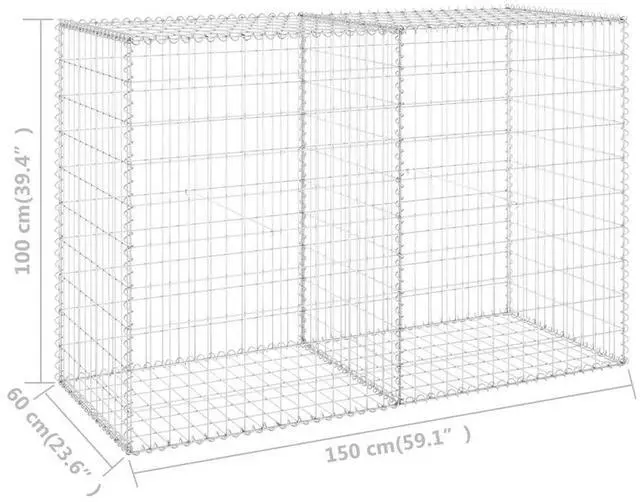 Alt view image 18 of 18 - vidaXL Gabion Wall with Covers Galvanized Steel 59.1" Gabion Basket Cage Fence