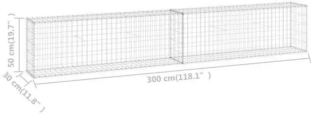 Alt view image 13 of 13 - vidaXL Gabion Wall with Covers Galvanized Steel 118.1"x11.8"x19.7"