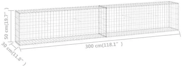 Alt view image 10 of 13 - vidaXL Gabion Wall with Covers Galvanized Steel 118.1"x11.8"x19.7"