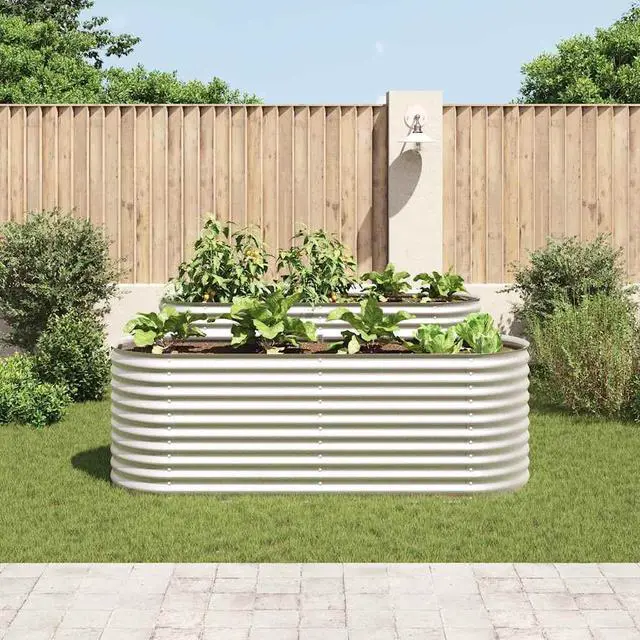 Alt view image 3 of 8 - vidaXL Garden Raised Bed 94.5"x31.5"x31.9" Galvanized Steel Silver Flower Box