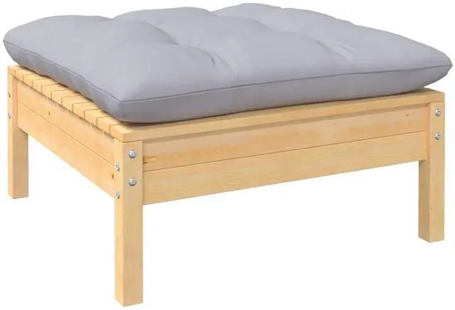 Alt view image 6 of 7 - vidaXL Solid Pinewood Patio Lounge Set 12 Piece with Gray Cushions Garden Sofa