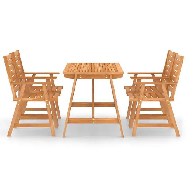 Alt view image 3 of 7 - vidaXL Patio Dining Set Outdoor Table and Chair Set 5 Piece Solid Wood Acacia