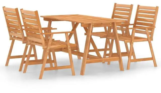 Alt view image 2 of 7 - vidaXL Patio Dining Set Outdoor Table and Chair Set 5 Piece Solid Wood Acacia