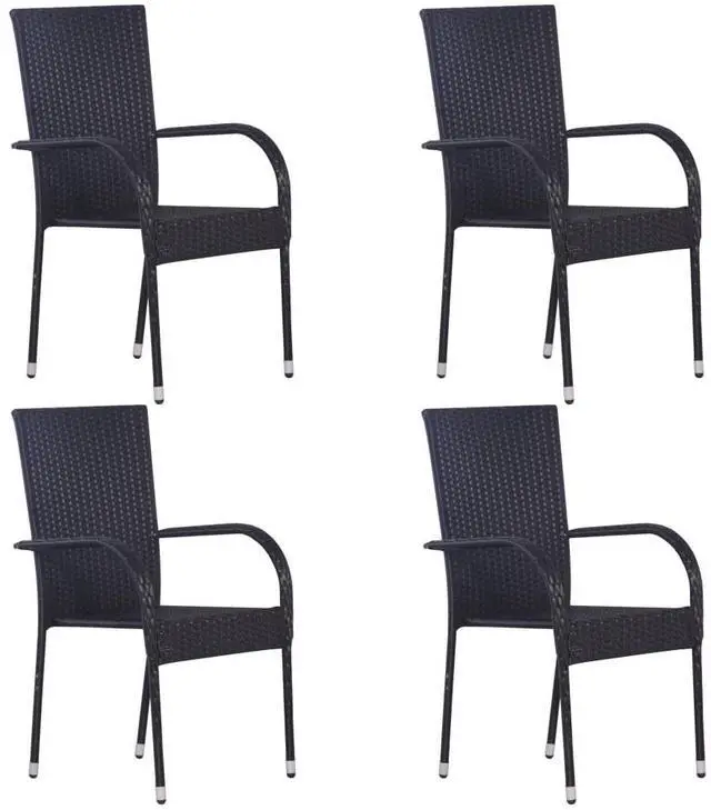 Alt view image 7 of 7 - vidaXL Patio Dining Set 5 Piece Outdoor Dining Table and Rattan Chairs Black