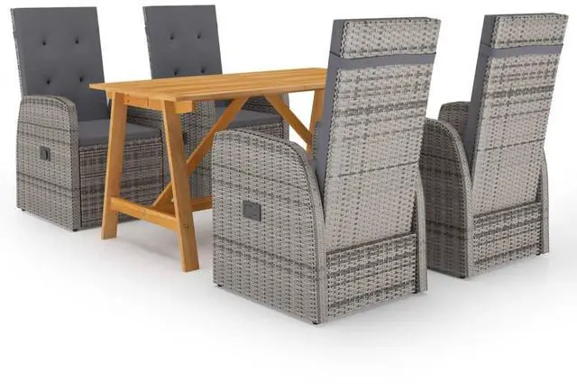 Alt view image 6 of 7 - vidaXL Patio Dining Set 5 Piece Patio Table and Chairs Conversation Set Gray