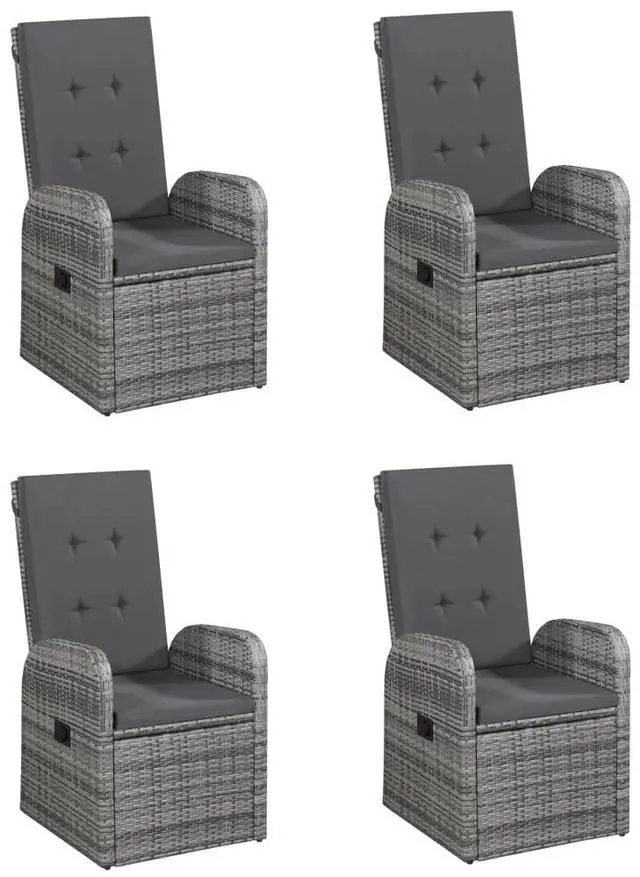 Alt view image 7 of 7 - vidaXL Patio Dining Set 5 Piece Patio Table and Chairs Conversation Set Gray