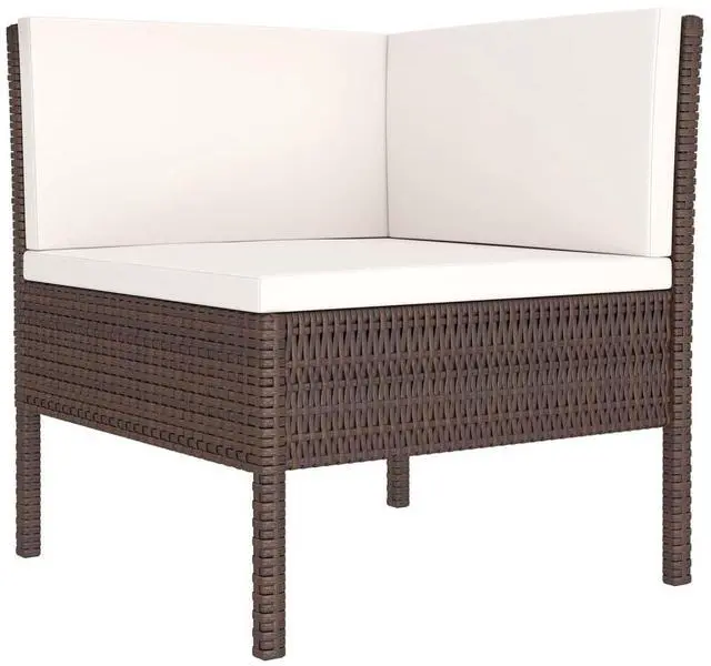 Alt view image 7 of 7 - vidaXL Patio Lounge Set Outdoor Sectional Sofa Set 5 Piece Poly Rattan Brown