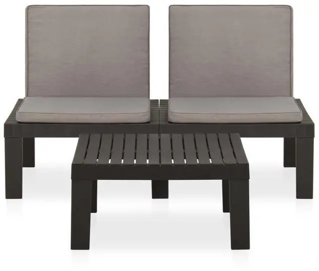 Alt view image 14 of 18 - vidaXL 2 Piece Garden Lounge Set with Cushions Plastic Gray