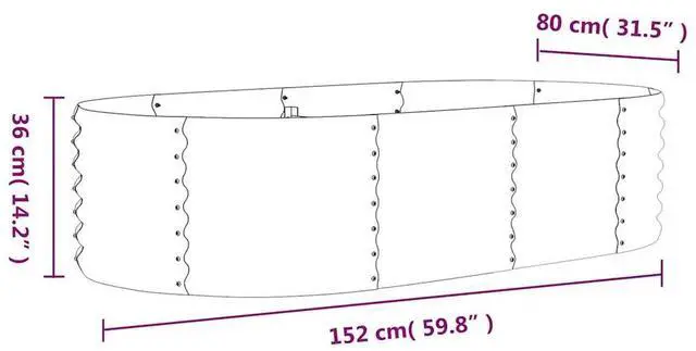 Alt view image 8 of 10 - vidaXL Garden Raised Bed Powder-coated Steel 59.8"x31.5"x14.2" Anthracite