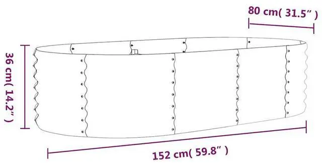 Alt view image 10 of 10 - vidaXL Garden Raised Bed Powder-coated Steel 59.8"x31.5"x14.2" Anthracite