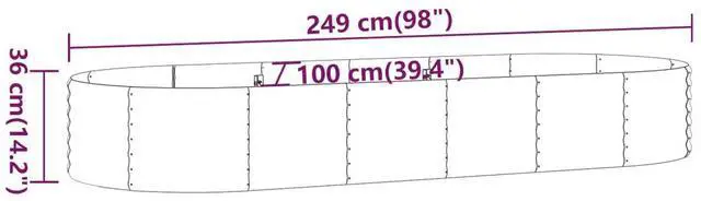 Alt view image 8 of 10 - vidaXL Garden Raised Bed Powder-coated Steel 98"x39.4"x14.2" Gray