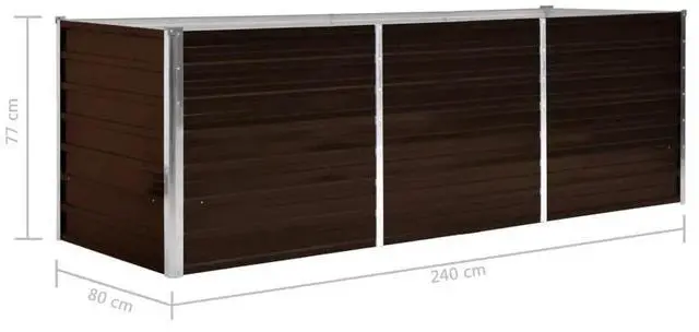 Alt view image 8 of 11 - vidaXL Garden Raised Bed Brown 94.5"x31.5"x30.3" Galvanized Steel