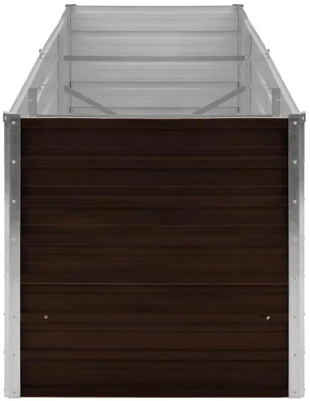 Alt view image 9 of 11 - vidaXL Garden Raised Bed Brown 94.5"x31.5"x30.3" Galvanized Steel