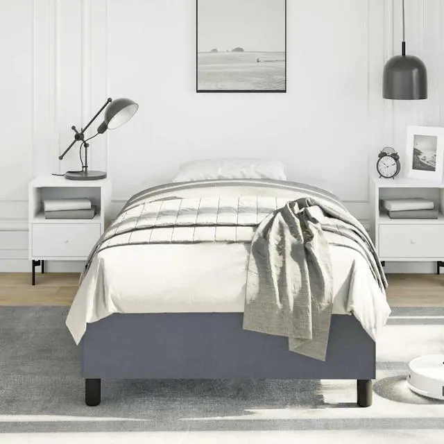 Alt view image 13 of 17 - vidaXL Bed Frame Dark Gray 39.4"x74.8" Twin Velvet