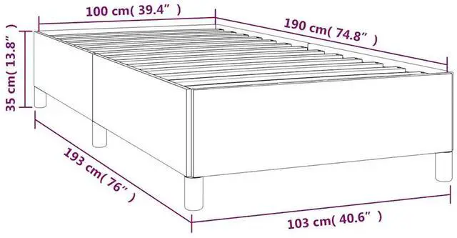 Alt view image 14 of 17 - vidaXL Bed Frame Dark Gray 39.4"x74.8" Twin Velvet