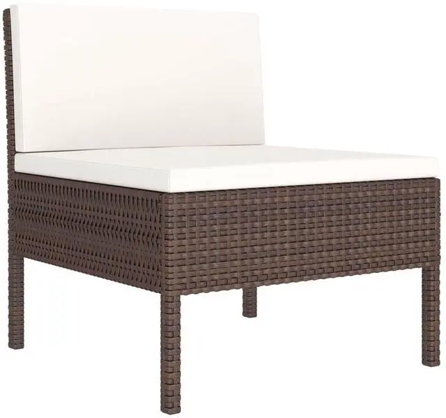 Alt view image 3 of 6 - vidaXL Patio Sofa Set 6 Piece Sectional Sofa with Cushions Poly Rattan Brown