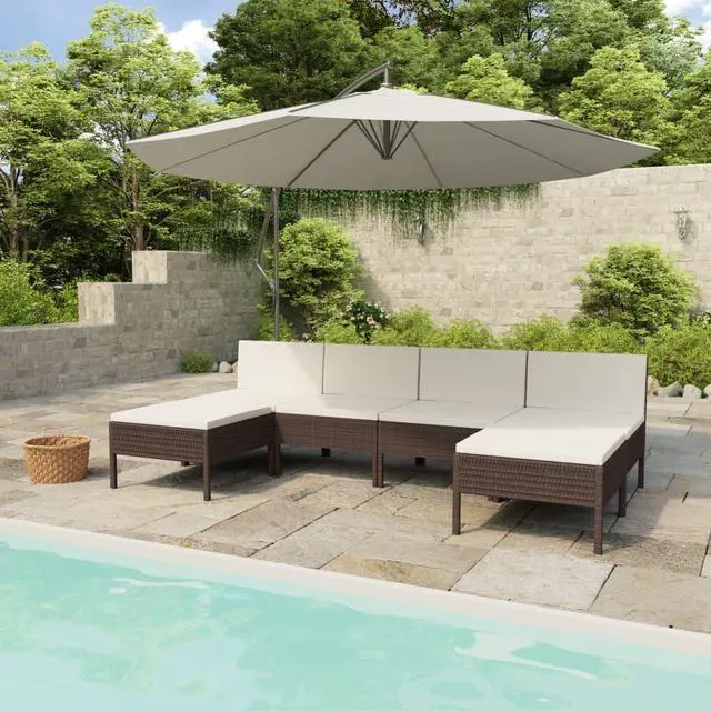 Main image of vidaXL Patio Sofa Set 6 Piece Sectional Sofa with Cushions Poly Rattan Brown