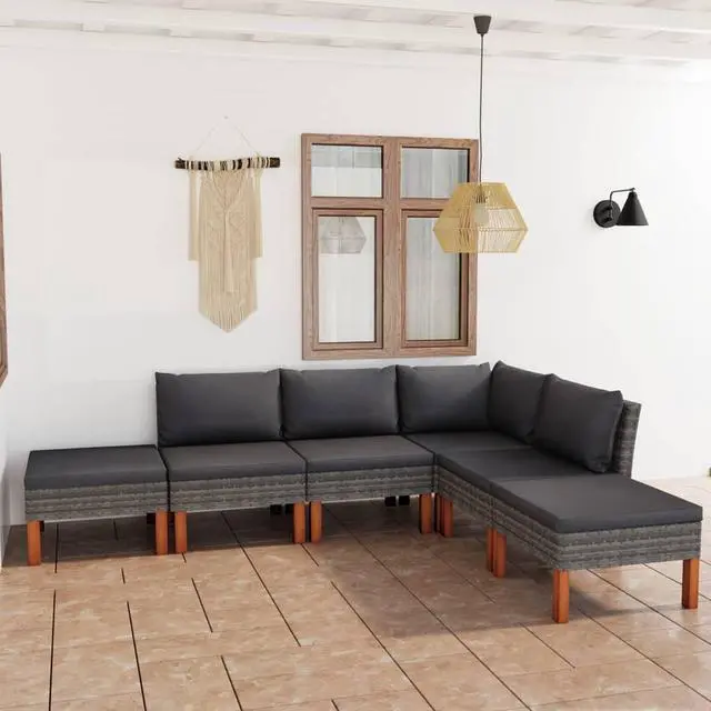 Main image of vidaXL Patio Lounge Set 6 Piece Sectional Sofa Couch Footrest with Cushions