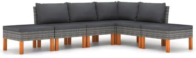 Alt view image 2 of 7 - vidaXL Patio Lounge Set 6 Piece Sectional Sofa Couch Footrest with Cushions