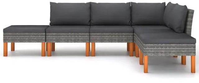 Alt view image 3 of 7 - vidaXL Patio Lounge Set 6 Piece Sectional Sofa Couch Footrest with Cushions