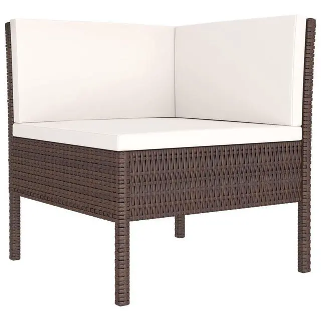 Alt view image 3 of 6 - vidaXL Garden Lounge Set Patio Sectional Sofa Couch 6 Piece Poly Rattan Brown