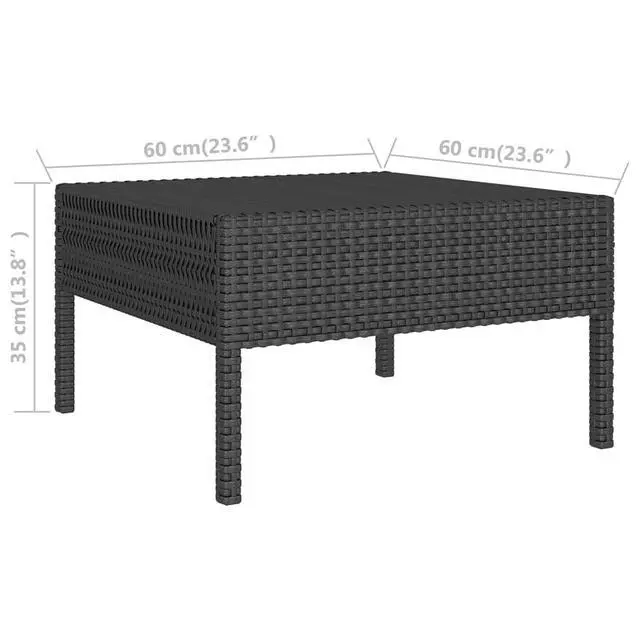 Alt view image 6 of 7 - vidaXL Patio Lounge Set 9 Piece with Cushions Poly Rattan Black Furniture