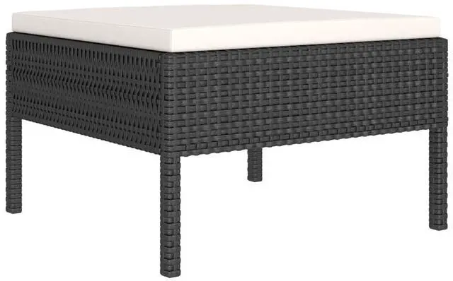 Alt view image 3 of 7 - vidaXL Patio Lounge Set 11 Piece with Cushions Poly Rattan Black Garden Sofa