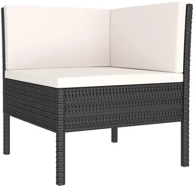 Alt view image 5 of 7 - vidaXL Patio Lounge Set 11 Piece with Cushions Poly Rattan Black Garden Sofa