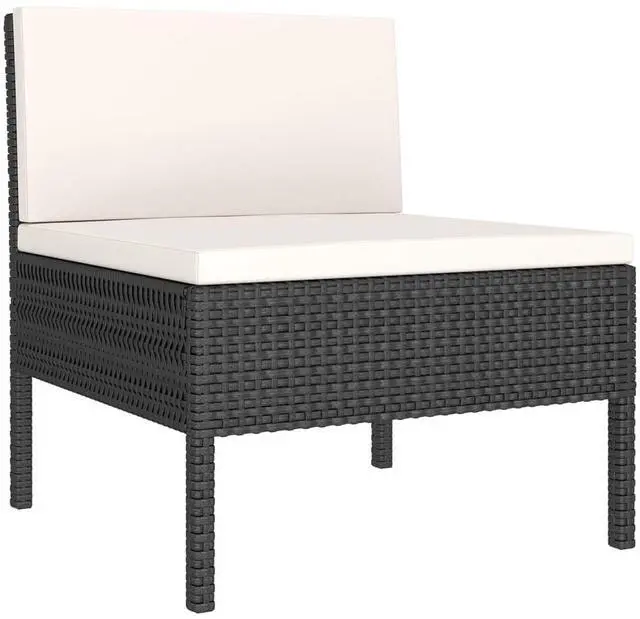 Alt view image 6 of 7 - vidaXL Patio Lounge Set 11 Piece with Cushions Poly Rattan Black Garden Sofa