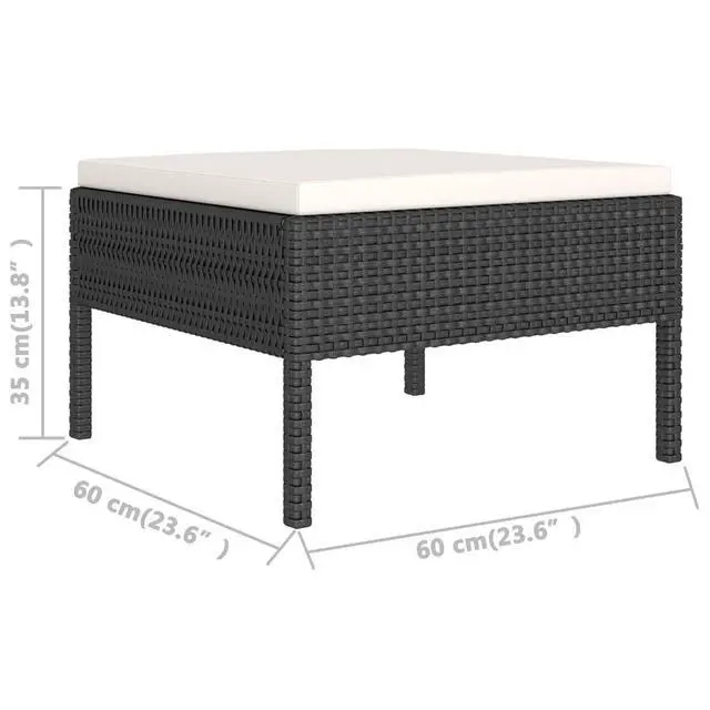 Alt view image 7 of 7 - vidaXL Patio Lounge Set 11 Piece with Cushions Poly Rattan Black Garden Sofa