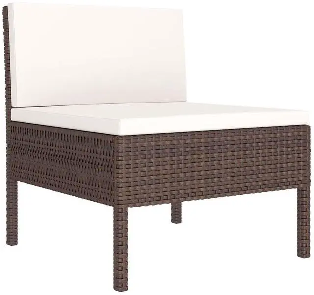 Alt view image 3 of 6 - vidaXL Patio Lounge Set Outdoor Sectional Sofa Set 9 Piece Poly Rattan Brown