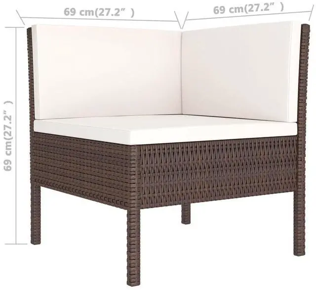 Alt view image 5 of 6 - vidaXL Patio Lounge Set Outdoor Sectional Sofa Set 9 Piece Poly Rattan Brown