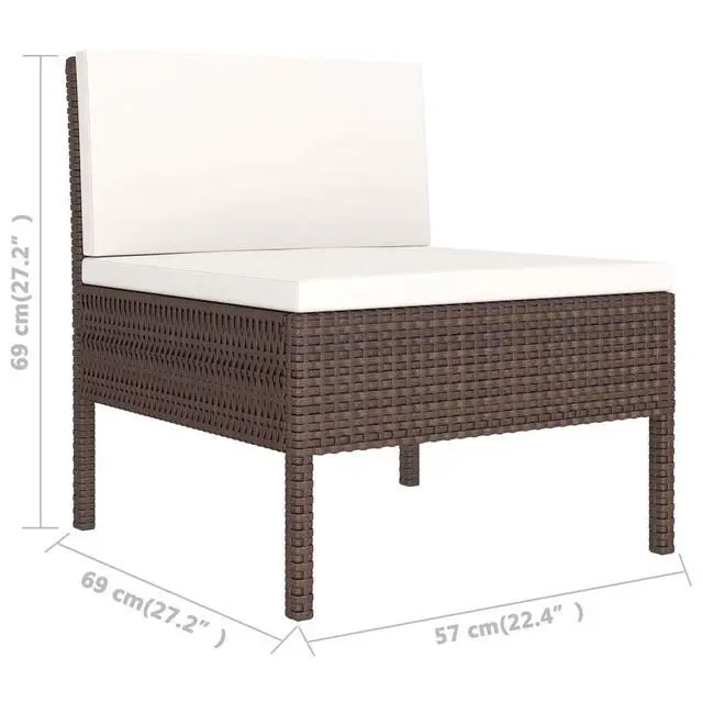 Alt view image 6 of 6 - vidaXL Patio Lounge Set Outdoor Sectional Sofa Set 9 Piece Poly Rattan Brown