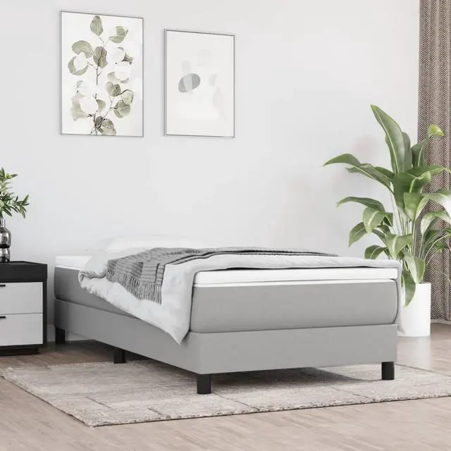 Main image of vidaXL Box Spring Bed Frame Base Light Gray 39.4"x79.9" Twin XL Fabric