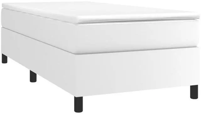 Alt view image 3 of 14 - vidaXL Box Spring Bed Frame White 39.4"x79.9" Twin XL Faux Leather