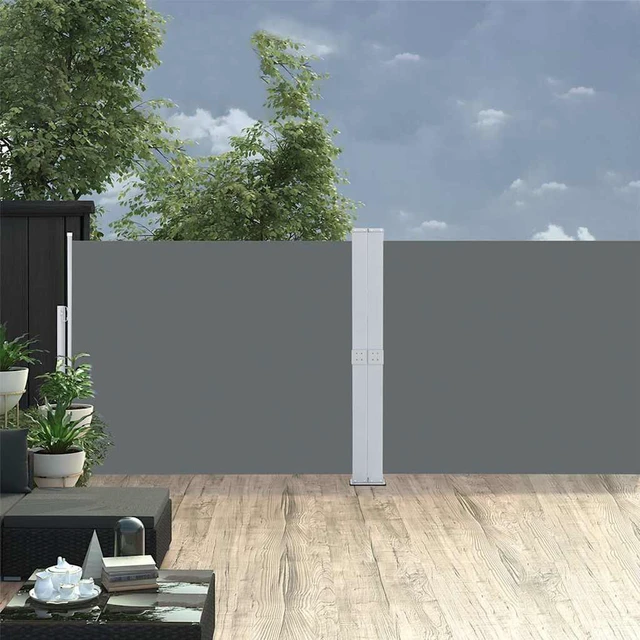 Main image of vidaXL Retractable Side Awning Folding Privacy Screen 55.1"x472.4" Anthracite