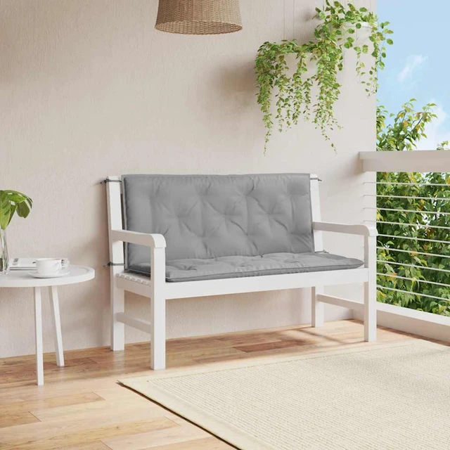 Main image of vidaXL Indoor/Outdoor Bench Cushions 2 pcs, Patio Loveseat Cushions, Porch Swing Seat Cushions, Non-slip, Water-Repellent, Breathable, Resilient, Gray 47.2"x19.7"x2.8" Oxford Fabric