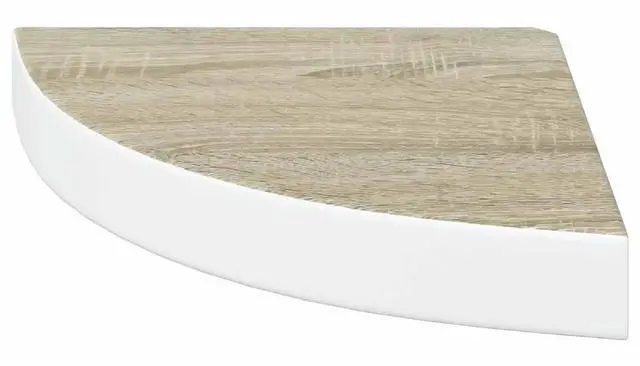 Alt view image 6 of 8 - vidaXL Wall Corner Shelves Wall Floating Corner Shelf 2 Pcs Oak and White MDF