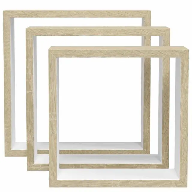 Alt view image 5 of 14 - vidaXL Cubicle Shelves Display Floating Cube Shelves 3 Pcs White and Sonoma Oak