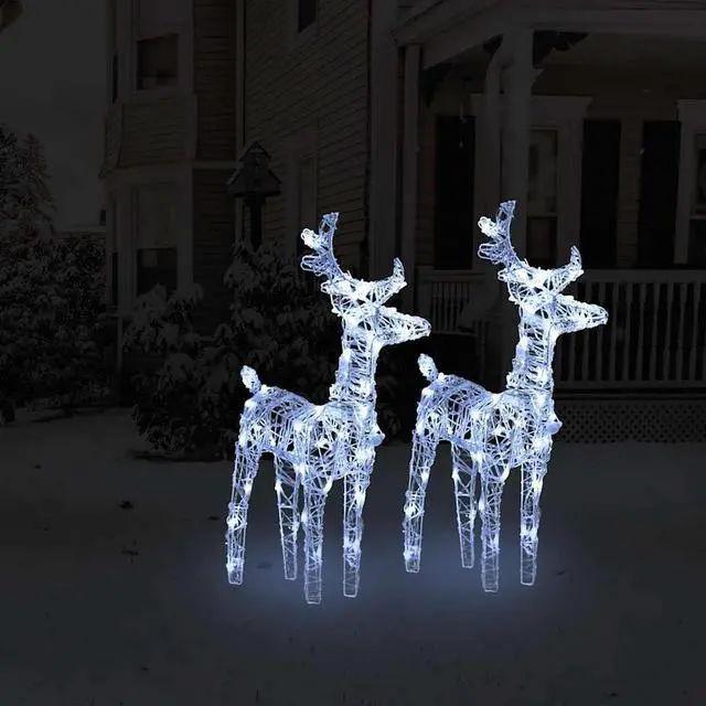 Main image of vidaXL Christmas Reindeers 2 Pcs Light Display with 80 LEDs Cold White Acrylic