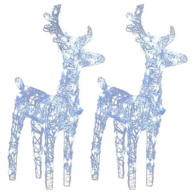 Alt view image 2 of 14 - vidaXL Christmas Reindeers 2 Pcs Light Display with 80 LEDs Cold White Acrylic