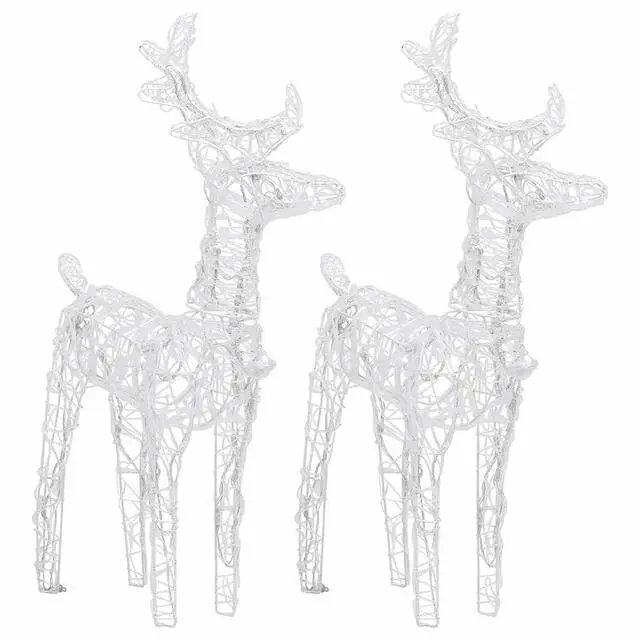 Alt view image 5 of 14 - vidaXL Christmas Reindeers 2 Pcs Light Display with 80 LEDs Cold White Acrylic