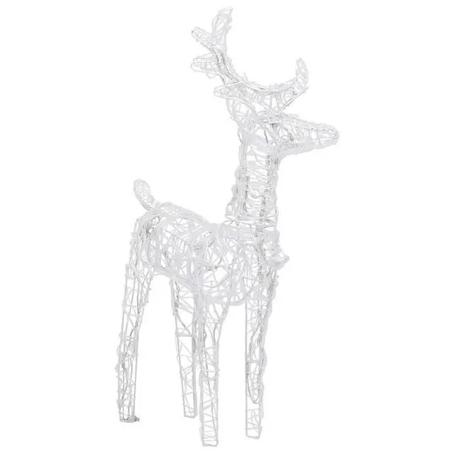 Alt view image 6 of 14 - vidaXL Christmas Reindeers 2 Pcs Light Display with 80 LEDs Cold White Acrylic