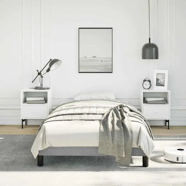 Alt view image 3 of 13 - vidaXL Twin XL Size Bed Frame with Plywood Slats, Platform Bed Frame, Fabric Upholstered Mattress Foundation, No Box Spring Needed & Easy Assembly, Light Gray, without Mattress